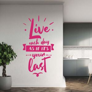 GLIX Live each day - samolepka na zeď Růžová 60x30 cm