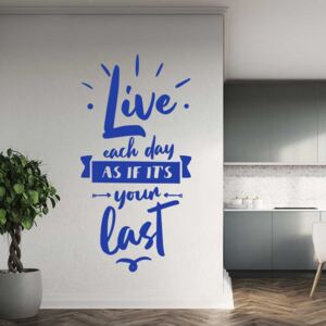 GLIX Live each day - samolepka na zeď Modrá 60x30 cm