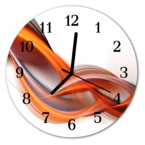 E-shop24, průměr 30 cm, Hnn42508235a Nástěnné hodiny obrazové na skle - Abstrakt oranžový