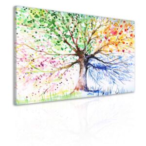 InSmile ® Obraz malovaný strom ročních období Velikost (šířka x výška): 100x75 cm