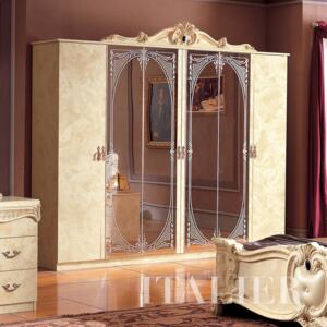 Barokní šatní skříň Barocco krémová šestidveřová