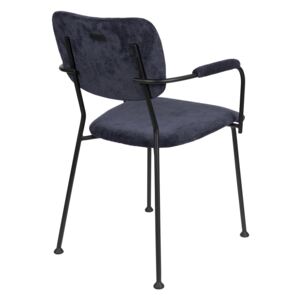 Tmavě modrá čalouněná židle BENNY s područkami