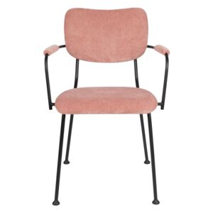 Růžová čalouněná židle BENNY s područkami