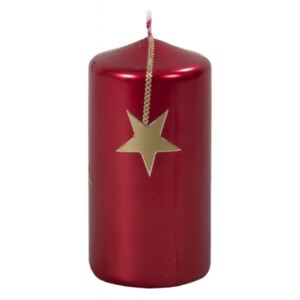 Nohelgarden Svíčka CHRISTMAS STARS VÁLEC vánoční metalická lesk d5x10cm