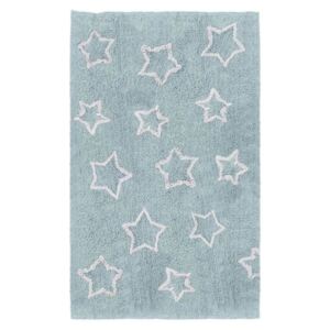 Modrý dětský ručně vyrobený koberec Tanuki White Stars, 120 x 160 cm