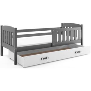 Dětská postel KUBUS 1 90x200 cm, grafitová/bílá Pěnová matrace
