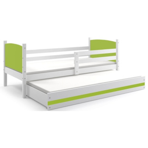 Dětská postel BRENEN 2 + matrace + rošt ZDARMA, 90x200, bílý, zelená
