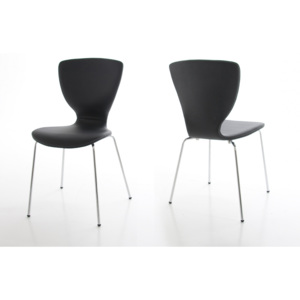 Jídelní židle s čalouněním z ekokůže v černé barvě na kovové podnoži SET 4 ks DO134