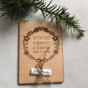Vánoční dřevěné přání na bankovky-motiv 6
