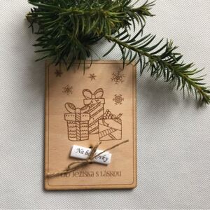Vánoční dřevěné přání na bankovky-motiv 7