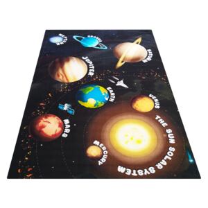 Dětský kusový koberec Sweet Kids 11 Vesmír černý Rozměr: 100x150 cm
