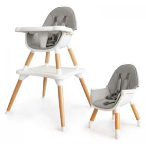 Eco toys Luxusní jídelní stoleček, křesílko 2v1, 2020- šedý, bílý