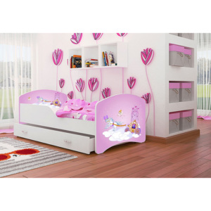 Dětská postel s pohádkovými motivy FRAGA + matrace + rošt ZDARMA, 140x80, VZOR 26