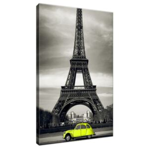Obraz na plátně Žluté auto před Eiffelovou věží 20x30cm 1372A_1S
