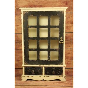 Dřevěná skříňka s 2 šuplíky (38x60,5 cm) - máslově-černá venkovský stylu