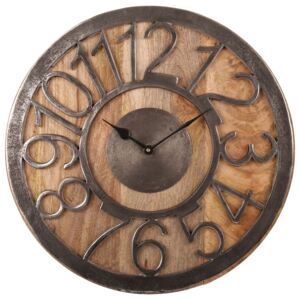 Dřevěné hodiny s kovovým ciferníkem Yves - Ø 41*3cm / 1xAA