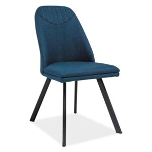 Židle PABLO tmavě modrá, Sedák s čalouněním, Nohy: kov, kov, barva: modrá, bez područek kov