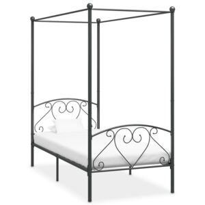 Rám postele s nebesy šedý kovový 90 x 200 cm