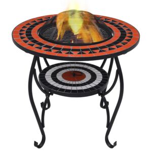 Mozaikový stolek s ohništěm terakotovo-bílý 68 cm keramika