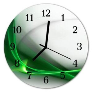E-shop24, průměr 30 cm, Hnn42974332a Nástěnné hodiny obrazové na skle - Abstrakt zelený III