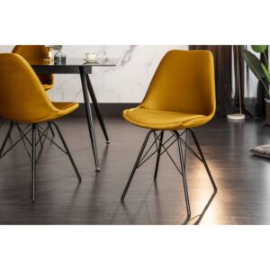 Designová jídelní židle Sweden Retro horčicový samet