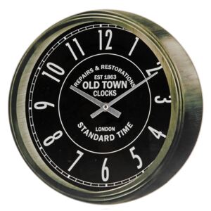 Nástěnné kulaté hodiny OLD TOWN, černá barva, průměr 30 cm