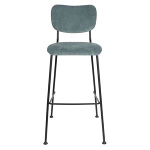 Modrošedá barová čalouněná židle GLORIE 102,2 cm