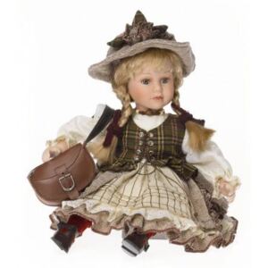 Blonďatá panenka sedící v retro šatech 32cm - IntArt