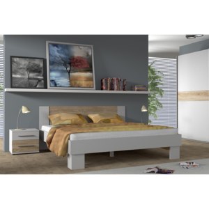 Manželská postel COCOA, 180x200, Bílá/dub Sonoma