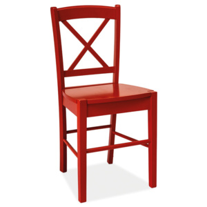Dřevěná jídelní židle červené barvy v klasickém stylu KN268