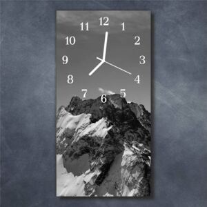 E-shop24, 60x30 cm, Hnn57801361 Nástěnné hodiny obrazové na skle - Hory
