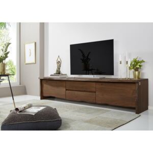 WOODLAND TV stolek 220x50 cm, tmavě hnědá, akácie