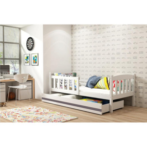 Dětská postel FLORENT + matrace + rošt ZDARMA, 90x200, bílý, grafitová