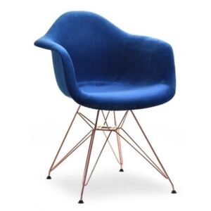 Jídelní židle-křeslo TAMPA modrá, měď