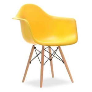 Jídelní židle-křeslo LEGNO masiv, žlutá