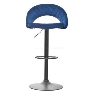 Barová židle FORTY modrý samet - černý kov, prošívaná