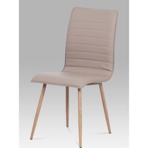 Autronic - Jídelní židle lanýžová koženka / kov (dekor dub) - HC-368 LAN