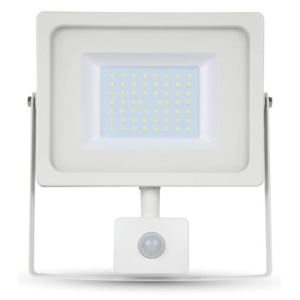 Ultratenký LED reflektor s čidlem pohybu bílý 50W 4250lm, denní