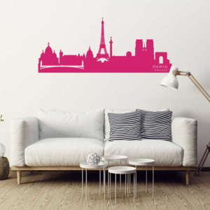 GLIX Panorama Paříž - samolepka na zeď Růžová 120 x 50 cm