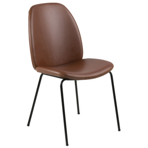 Jídelní židle s čalouněním z ekokůže v koňakové barvě s černou podnoží SET 2 ks DO165