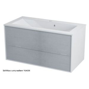 Sapho KROMA umyvadlová skříňka 89x45x45cm, bílá/dub stříbrný KR092