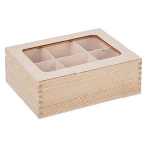 Foglio Dřevěná krabička s plexisklem - 6 přihrádek