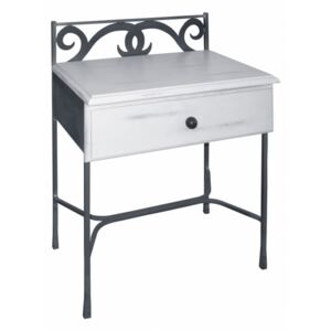 Iron Art GRANADA noční stolek se zásuvkou Barva kovu: příplatková - vyberte dle popisu níže, Barva dřeva: příplatek 1 - vyberte dle popisu níže