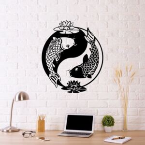 Černá kovová nástěnná dekorace Fish Yin Yang, 70 x 50 cm