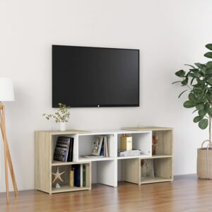 TV skříňka bílá a dub sonoma 104 x 30 x 52 cm dřevotříska