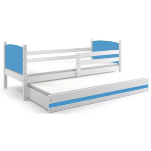 Dětská postel BRENEN 2 + matrace + rošt ZDARMA, 80x190, bílý, blankytná
