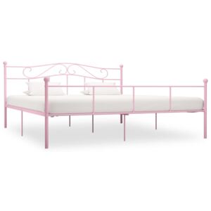 Rám postele růžový kov 200 x 200 cm