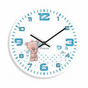 Flexistyle z91a - dětské skleněné hodiny s medvídkem