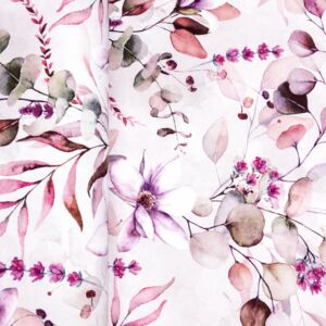 Látka závěsovina metráž- Velké fialové květy