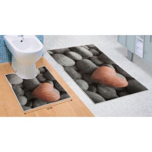 Brotex Koupelnová sada předložek 3D 60x100+50x60cm Tmavé kameny